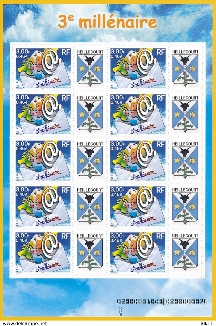 France 2000 - F3365Ab Bloc Feuillet 3e Millenénaire Personnalisé Avec Logo Privé - Neuf - Unused Stamps