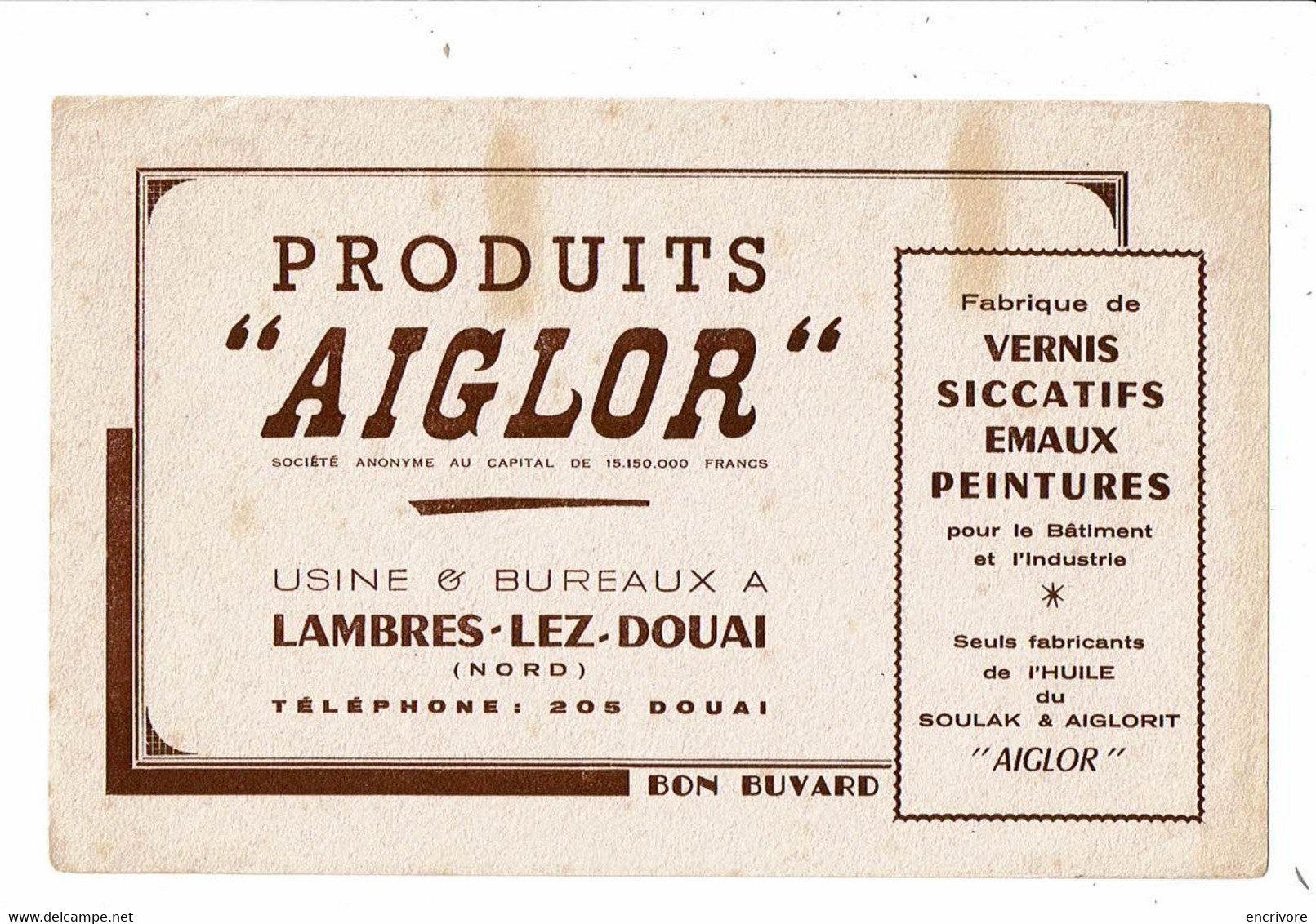 Buvard Produits AIGLOR Vernix émaux Peintures LAMBRES LEZ DOUAI - Verf & Lak