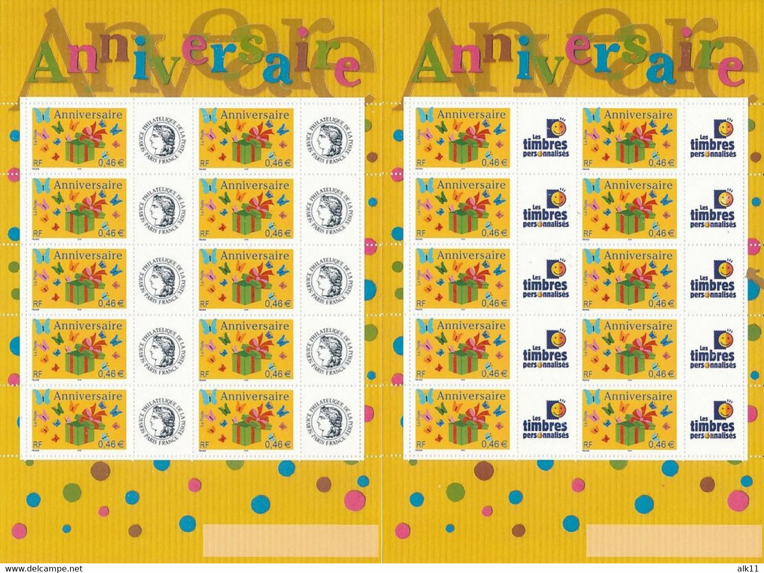 France 2002 - F3480A Deux Bloc Feuillet Anniversaire Personnalisé Avec Logo Cérès Et TPP - Neuf - Unused Stamps