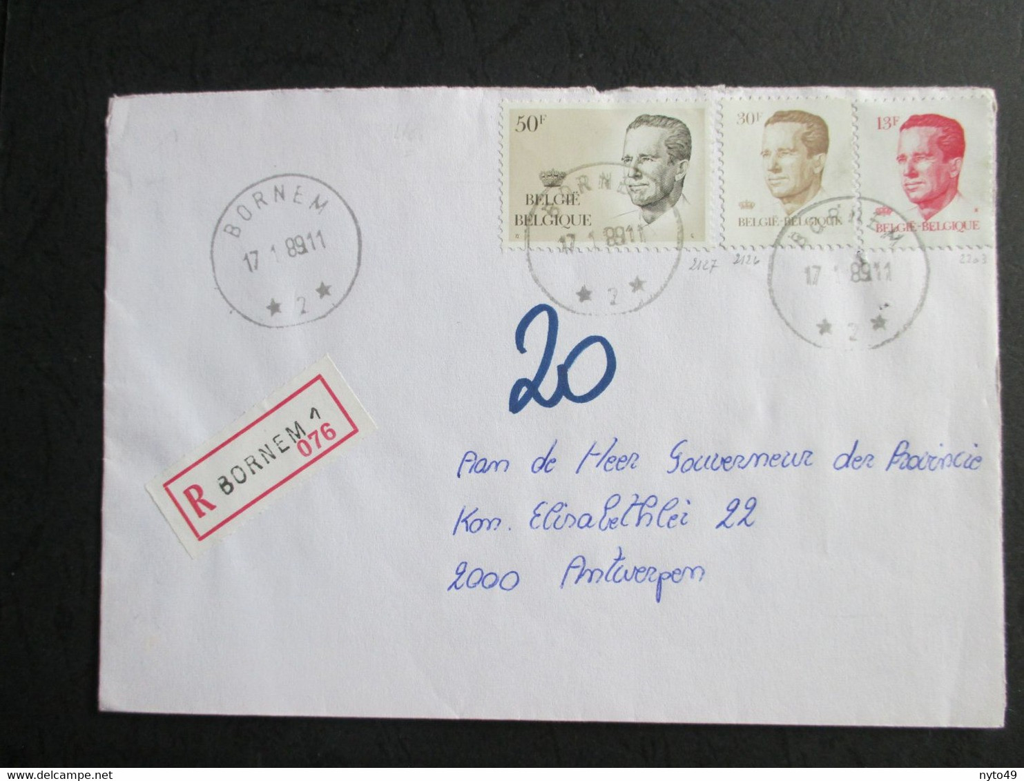 2126/27 & 2203 - Boudewijn - Velghe - Op Aangetekende Brief Uit Bornem (Sterstempel) - Postmarks With Stars