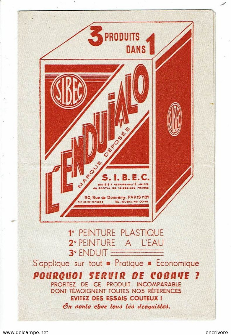 Buvard S.I.B.E.C. SIBEC L'Enduialo 3 Produits Dans 1 - Pinturas