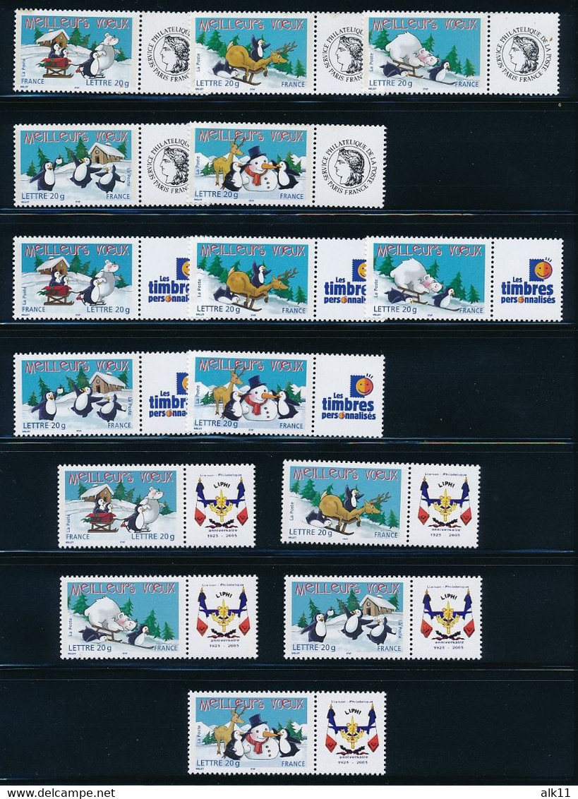 France 2005 - 3853A+Aa - 3857A+Aa Trois Séries Meilleurs Voeux Personnalisé Avec Logo Ceres, TPP Et Privé - Neuf - Unused Stamps