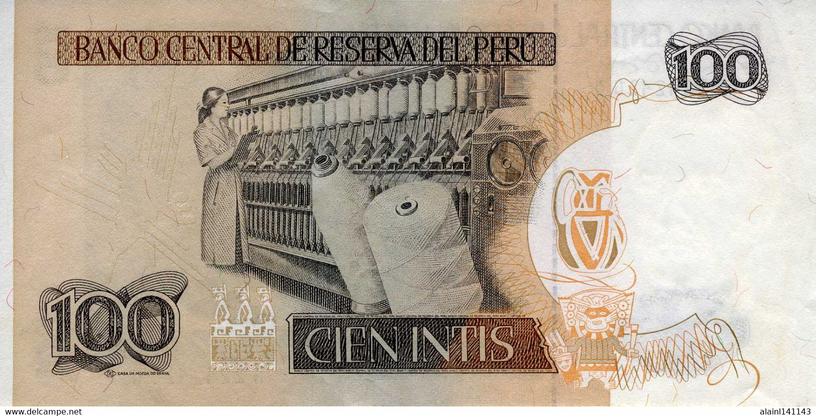PÉROU - Banco Central De Reserva Del Peru. - 100 Intis 06-03-1986 - Série A 2242410 Q - P.132b - Peu Circulé - Altri – America