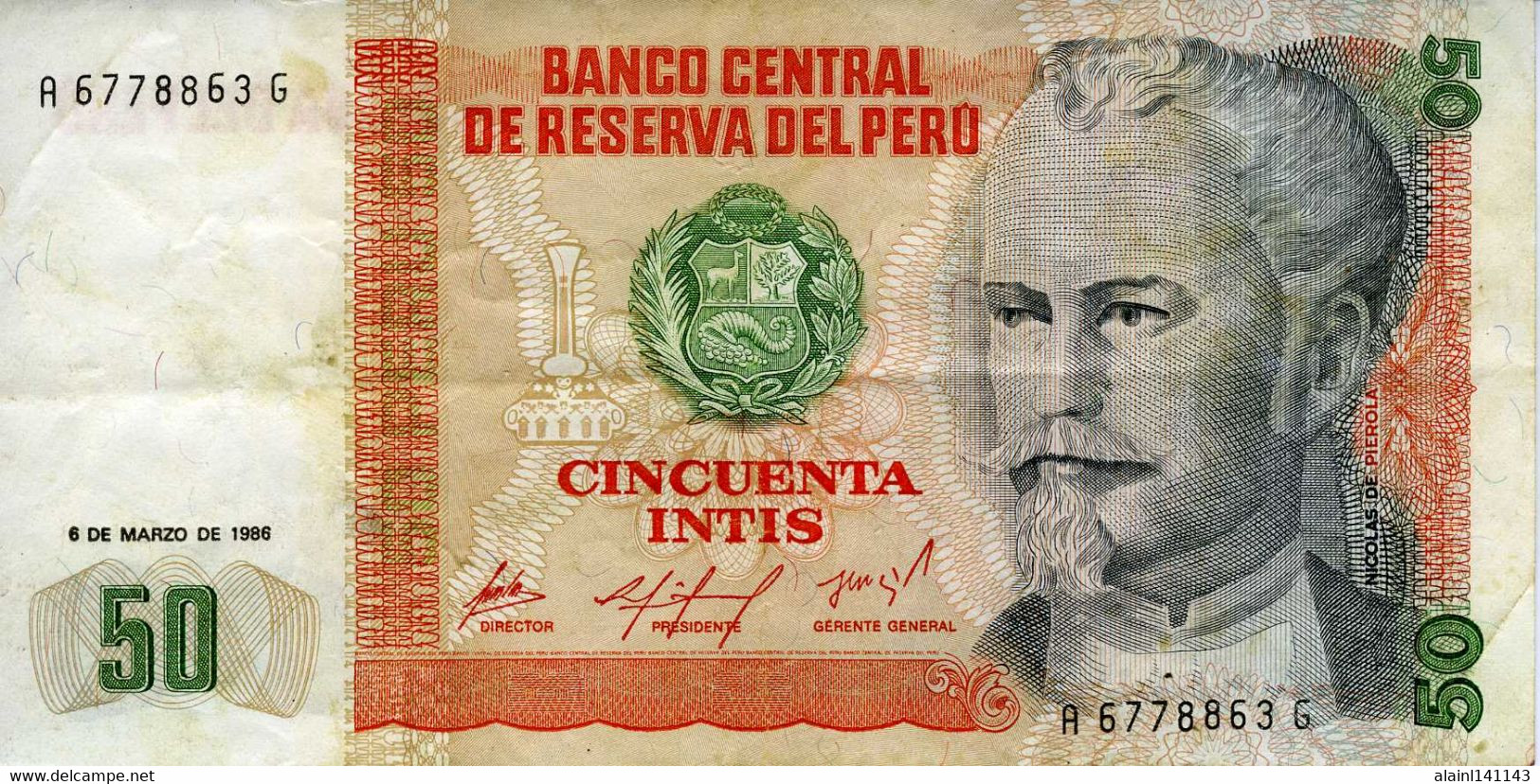 PÉROU - Banco Central De Reserva Del Peru. - 50 Intis 06-03-1986 Série A 6778863GJ P.131a - Circulé - Sonstige – Amerika