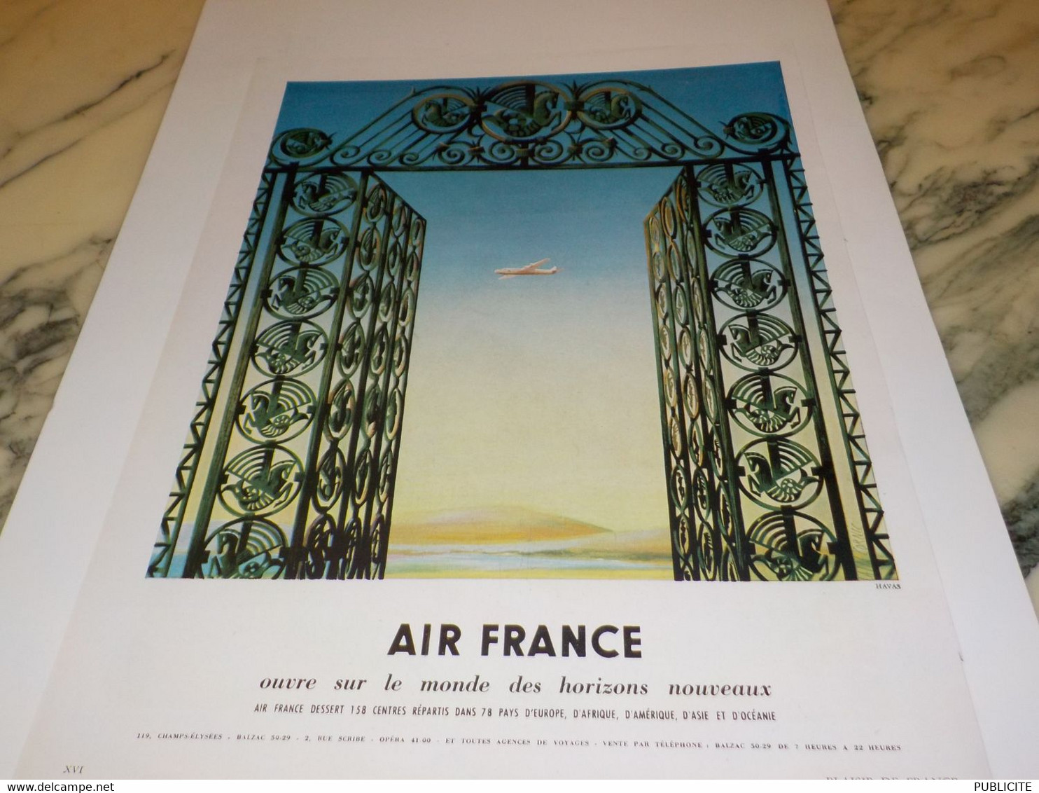 ANCIENNE PUBLICITE HORIZON NOUVEAUX AIR FRANCE  1950 - Pubblicità