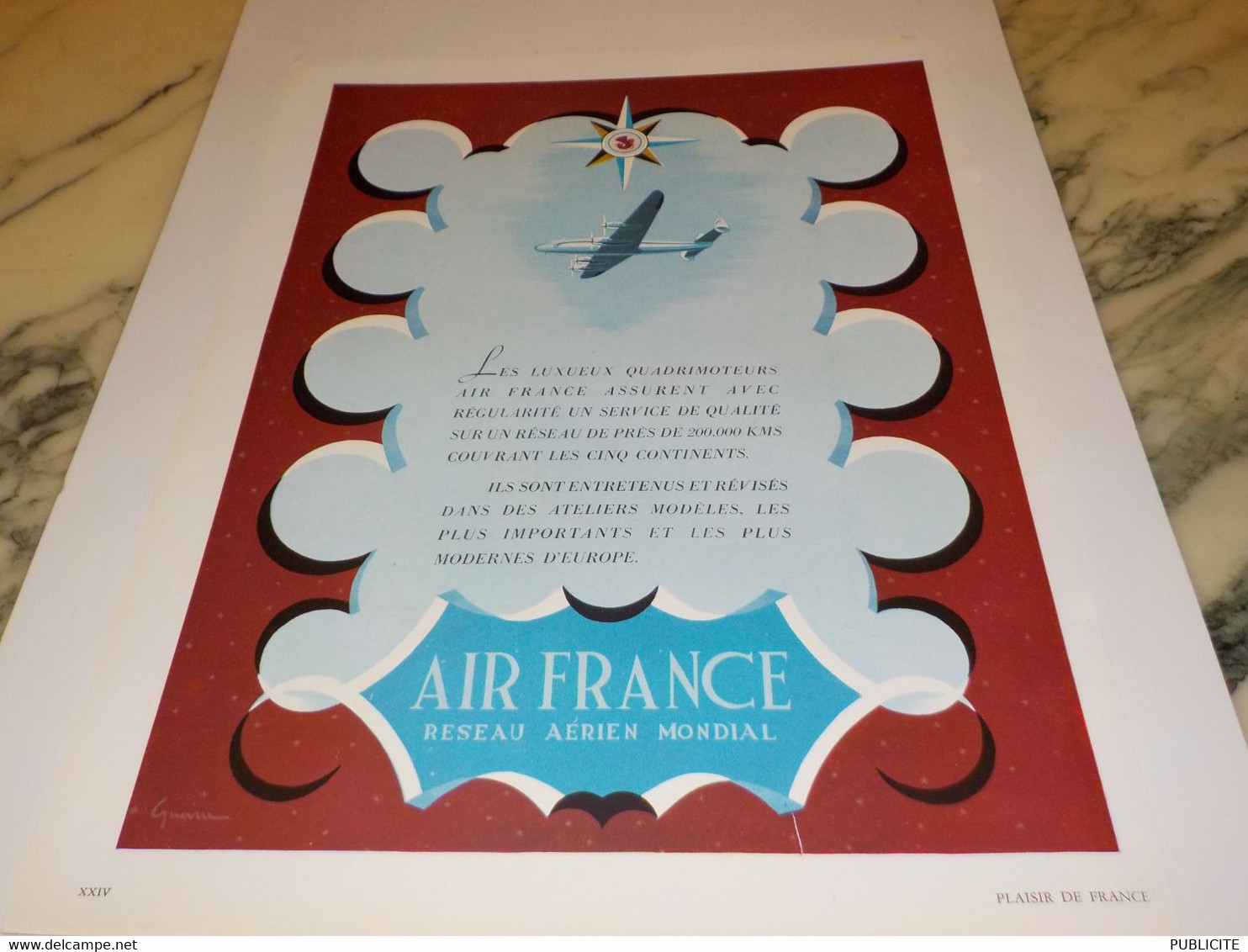 ANCIENNE PUBLICITE RESEAU AERIEN MONDIAL AIR FRANCE  1950 - Pubblicità