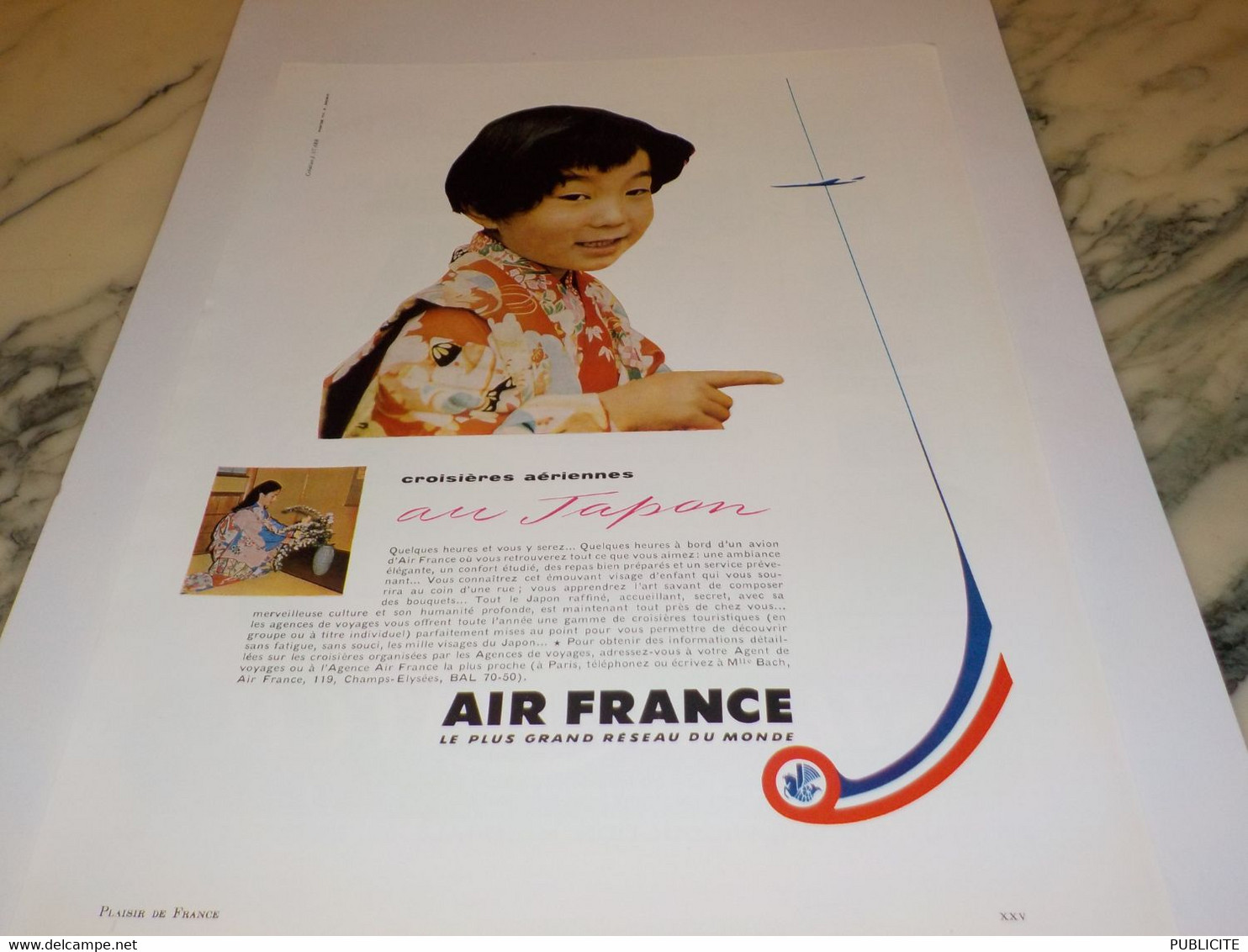 ANCIENNE PUBLICITE CROISIERE AERIENNE AU  JAPON AIR FRANCE 1957 - Werbung