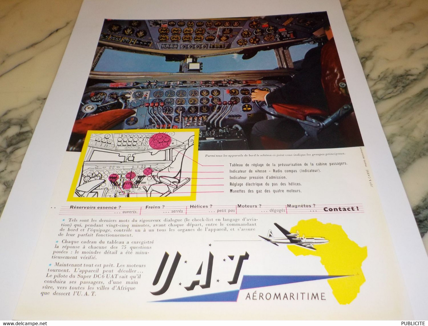 ANCIENNE PUBLICITE AEROMARITINE UAT  1956 - Advertenties