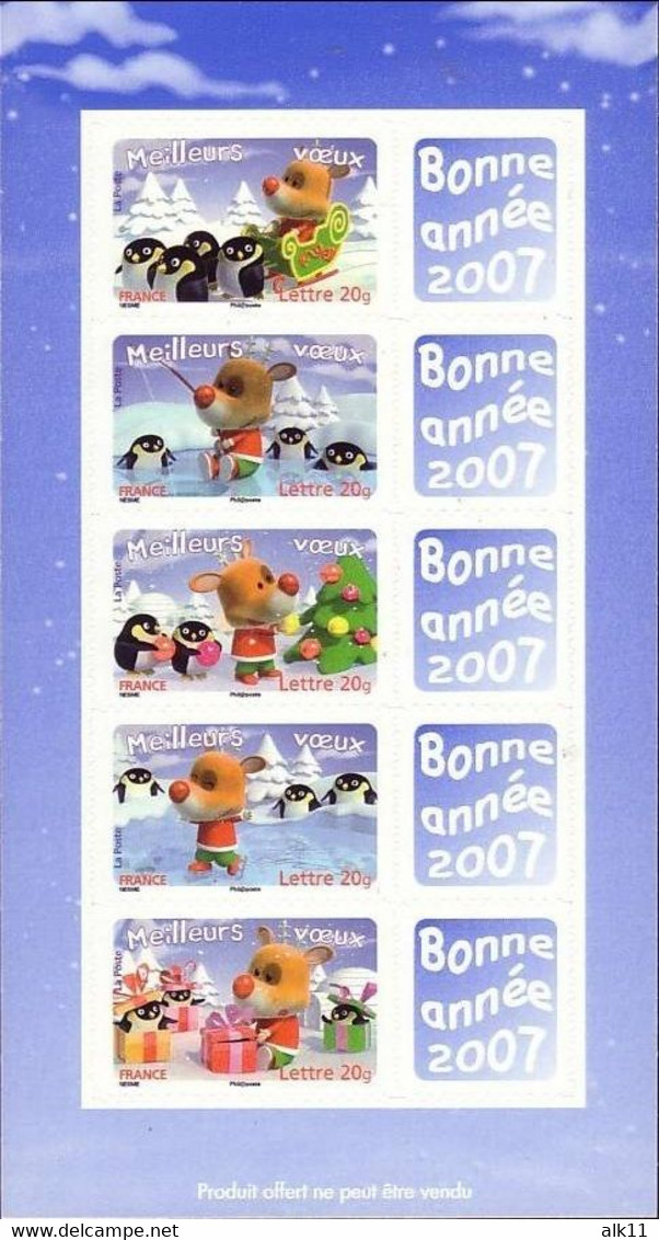France 2006 - F3986D Bloc Feuillet Adhésif Meilleurs Voeux Personnalisé Des Postiers Logo Bonne Année 2007 - Neuf Rare - Neufs