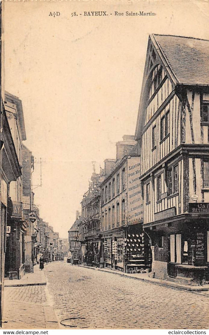 Bayeux        14      Rue Saint Martin Commerces. Location Por Noces   ,, N° AD 58  (voir Scan) - Bayeux