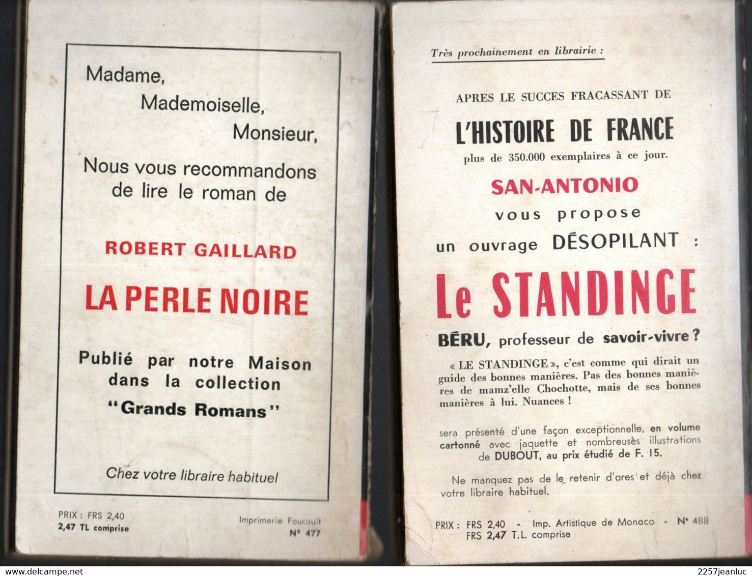 2 Romans Espionnage - Editions  Fleuve Noir N: 477 Et 488 -  Un Diplomate Nommé Calone     & Recrutement D'un Tueur - Fleuve Noir