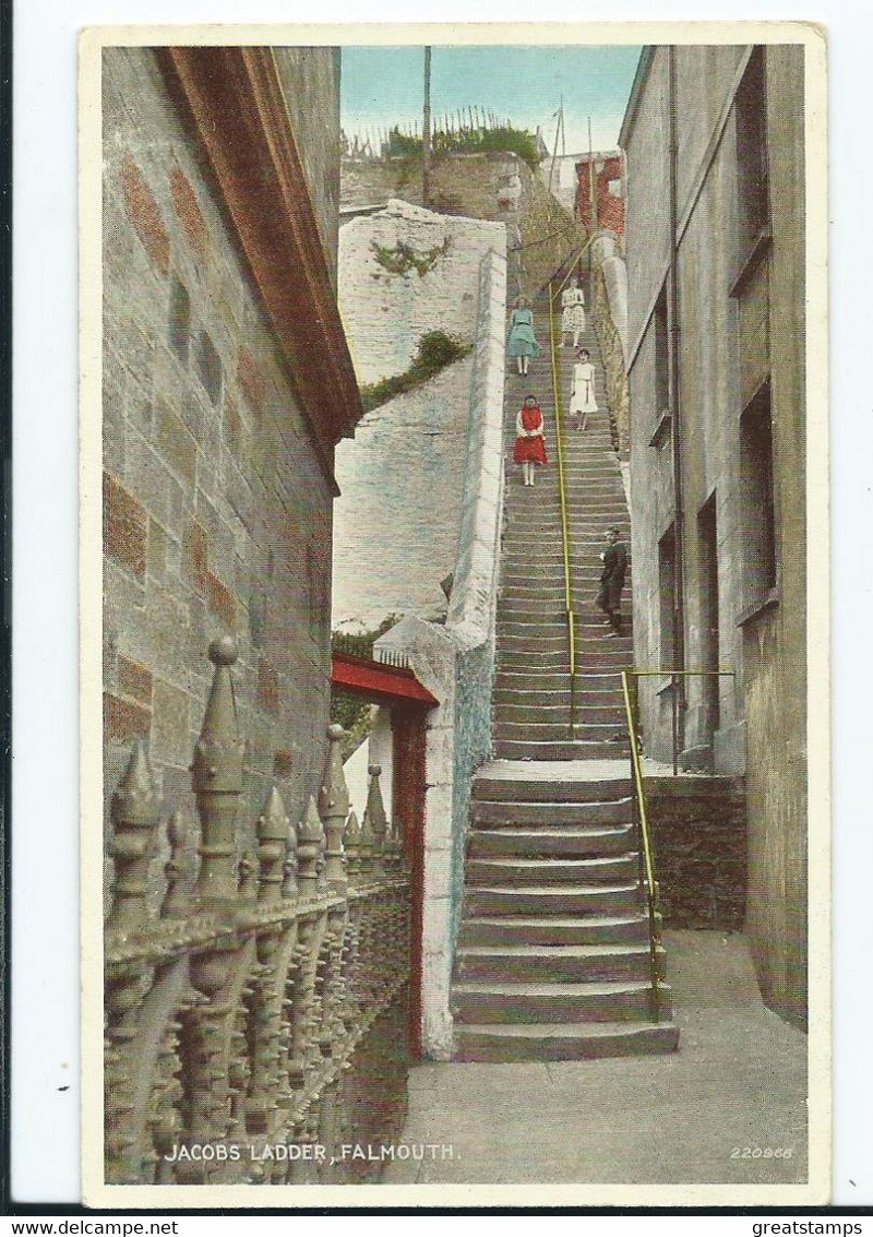 Cornwall Postcard Falmouth Jacob,s Ladder Unused - Falmouth