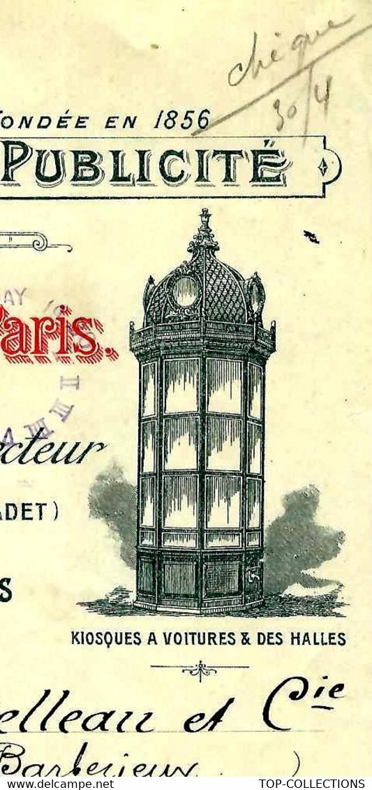 1920 LES KIOSQUES PARISIENS  PUBLICITE ENTETE ADMINISTRATION DE LA PUBLICITE  VILLE DEPARIS  Pour Boutelleau à Cognac V. - 1900 – 1949