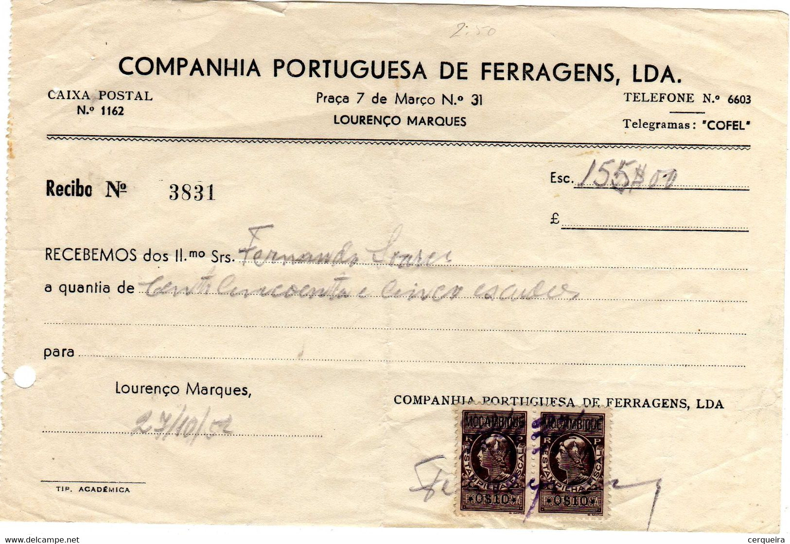 COMPANHIA PORTUGUESA DE FERRAGENS,LDA, - Lettres & Documents