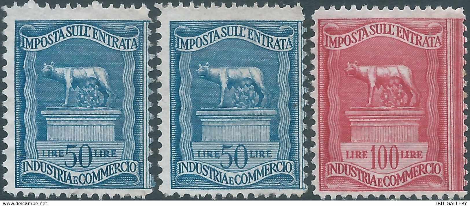 ITALIA-ITALY-ITALIEN,1946 Marca Da Bollo,Revenue Fiscal -Tax,Industry And Trade,Lire 2x50 & 100,Mint - Fiscales