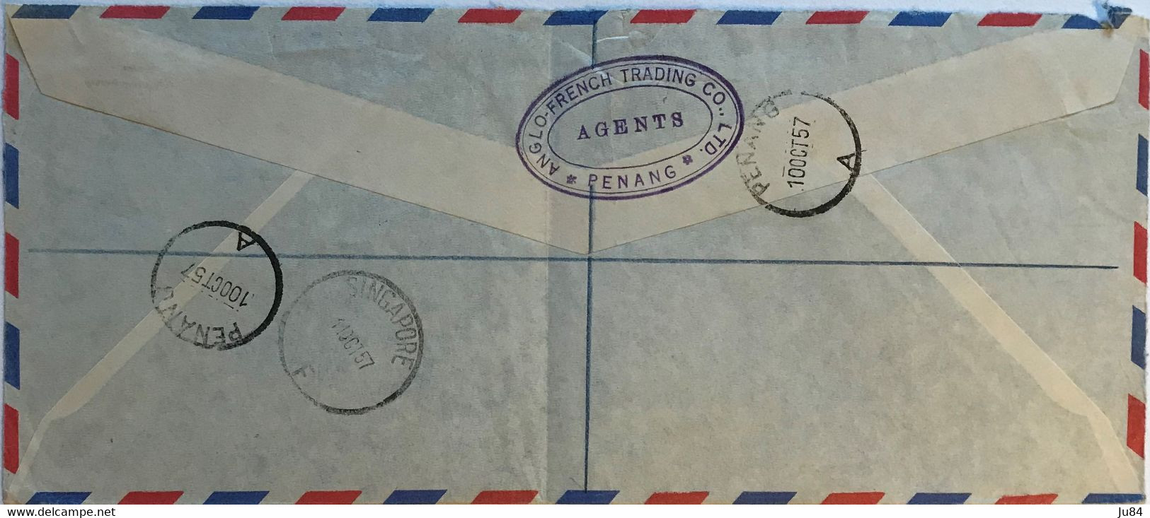 Malaisie - Penang - Lettre Avion Recommandée Pour La France - 1$ Seul Sur Lettre - 10 Octobre 1957 - Penang