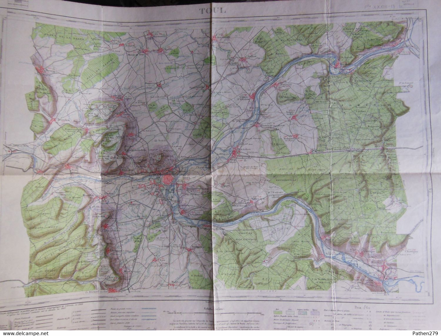 Carte Géographique Couleur D'Etat-Major TOUL Et Sa Région (54 - Meurthe-et-Moselle) Publiée En 1908 - Carte Geographique