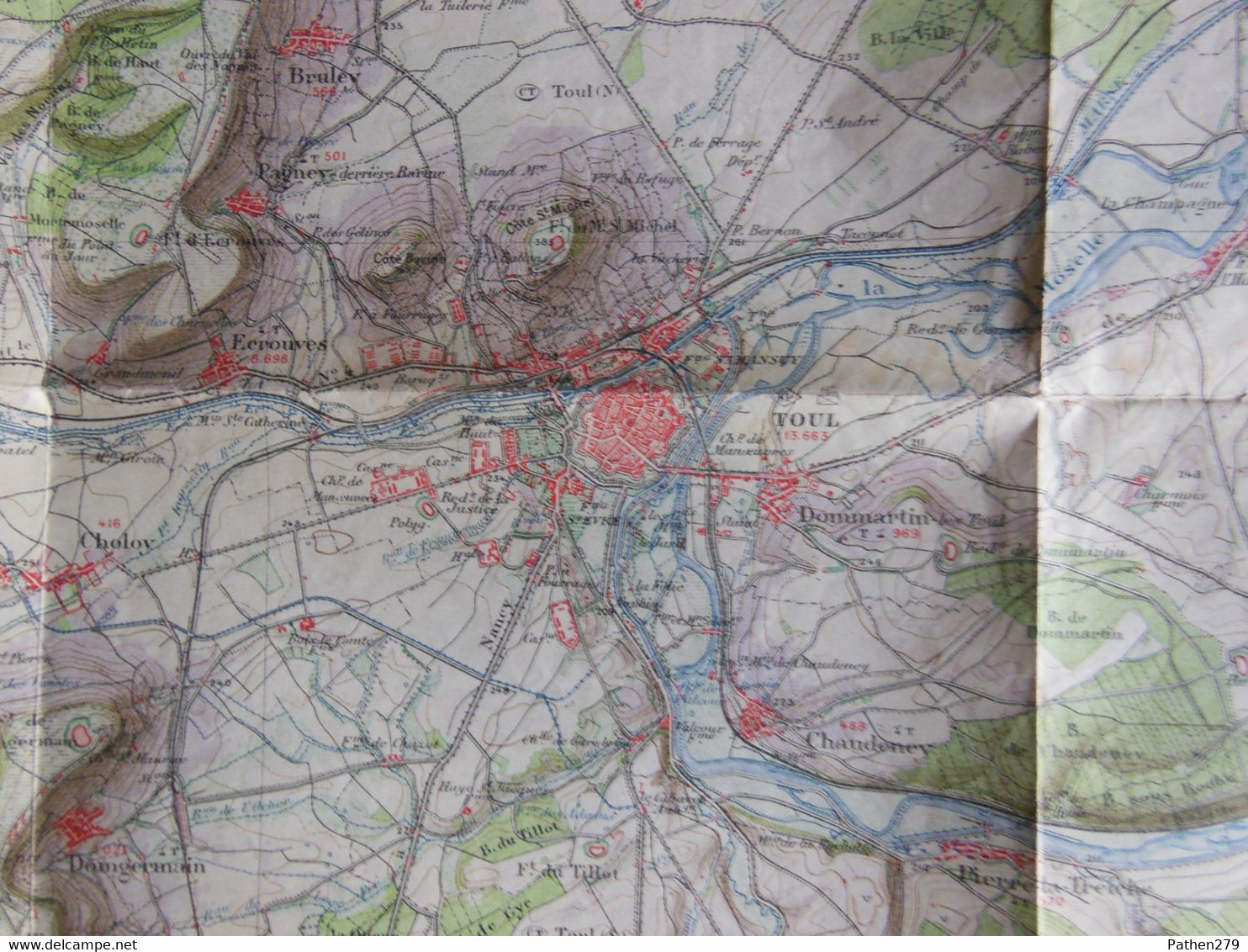 Carte Géographique Couleur D'Etat-Major TOUL Et Sa Région (54 - Meurthe-et-Moselle) Publiée En 1908 - Carte Geographique