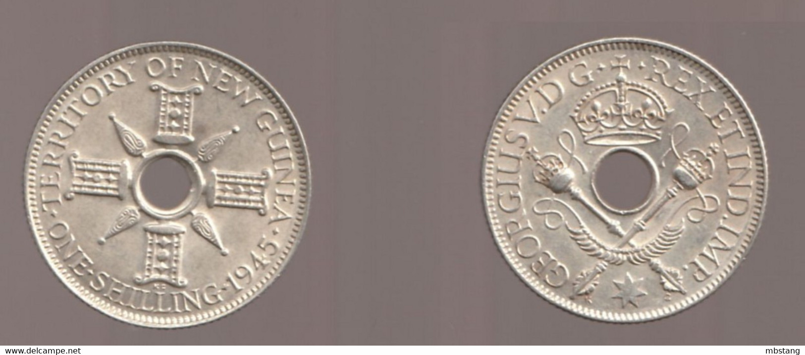 NUEVA GUINEA  1 Shilling - 1945 Silver (.925) • 5.3800 G • ⌀ 23.5 Mm KM# 8 - Papúa Nueva Guinea