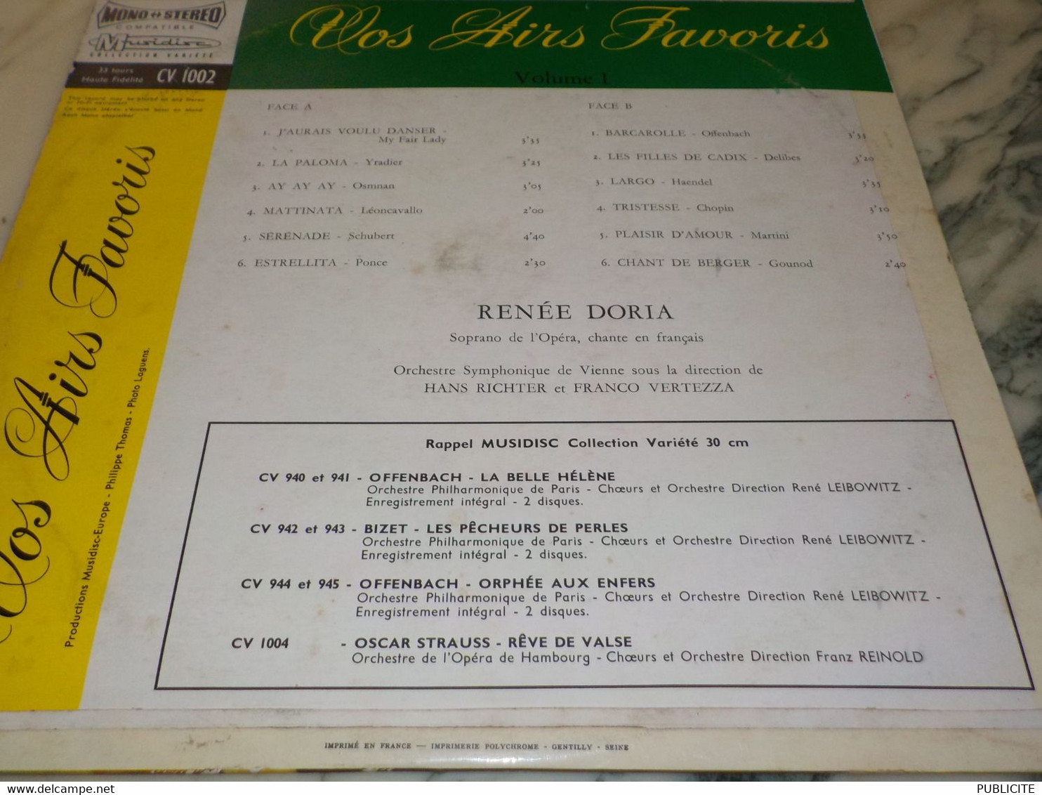 DISQUE 33 TOURS NOS AIRS FAVORIS RENEE DORIA - Opéra & Opérette