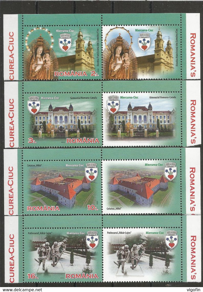 RO 2022-CITIES CLUJ, ROMANIA 4v + Lables, MNH - Neufs