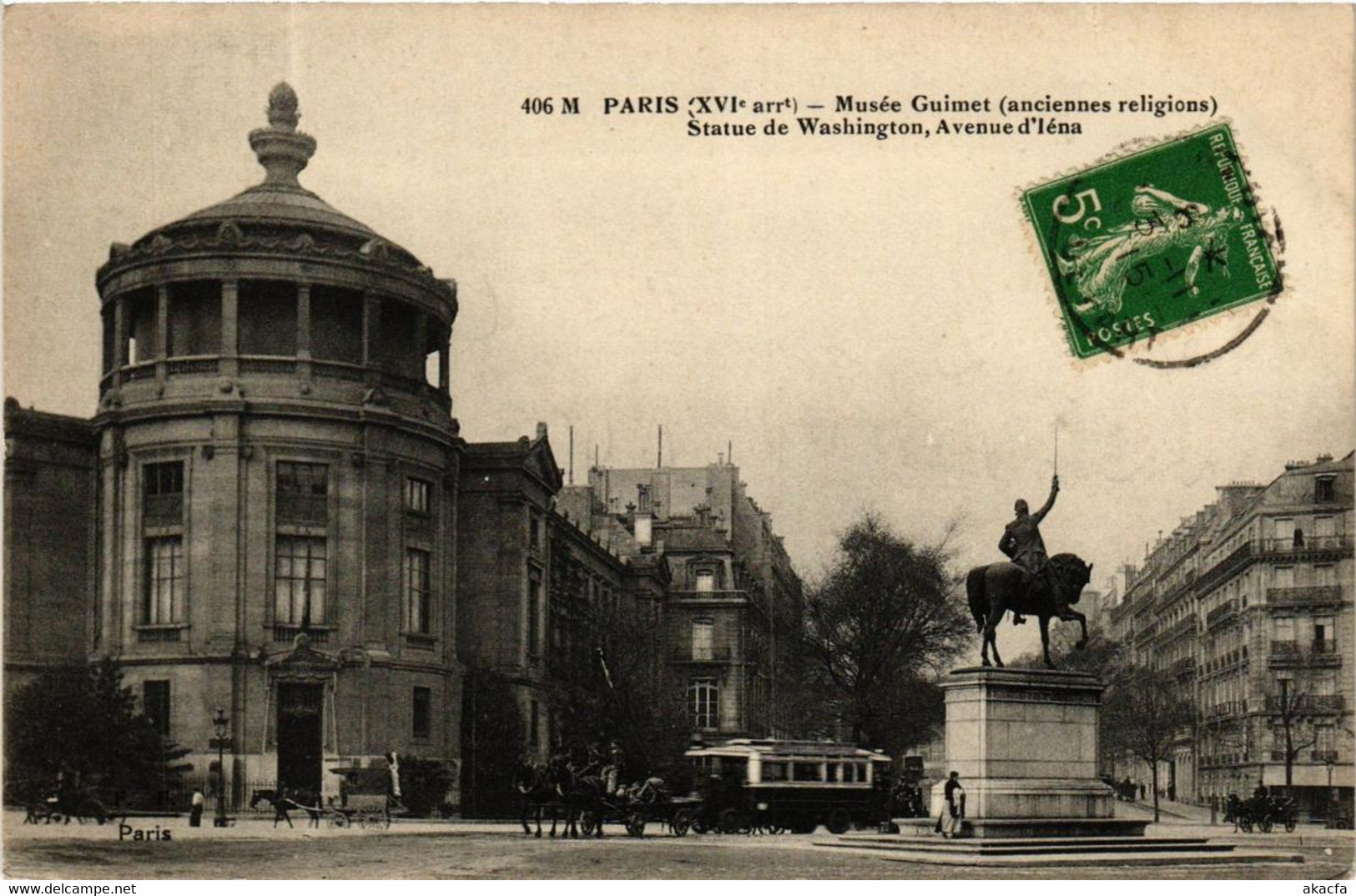 CPA PARIS 16e Musée Guimet. Statue De Washington. Avenue D'Iéna (509195) - Arrondissement: 16