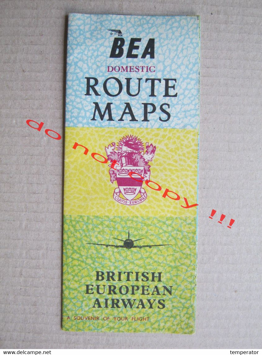 BEA DOMESTIC ROUTE MAPS - BRITISH EUROPEAN AURWAYS ( 1954/55 EDITION I ) - Horarios