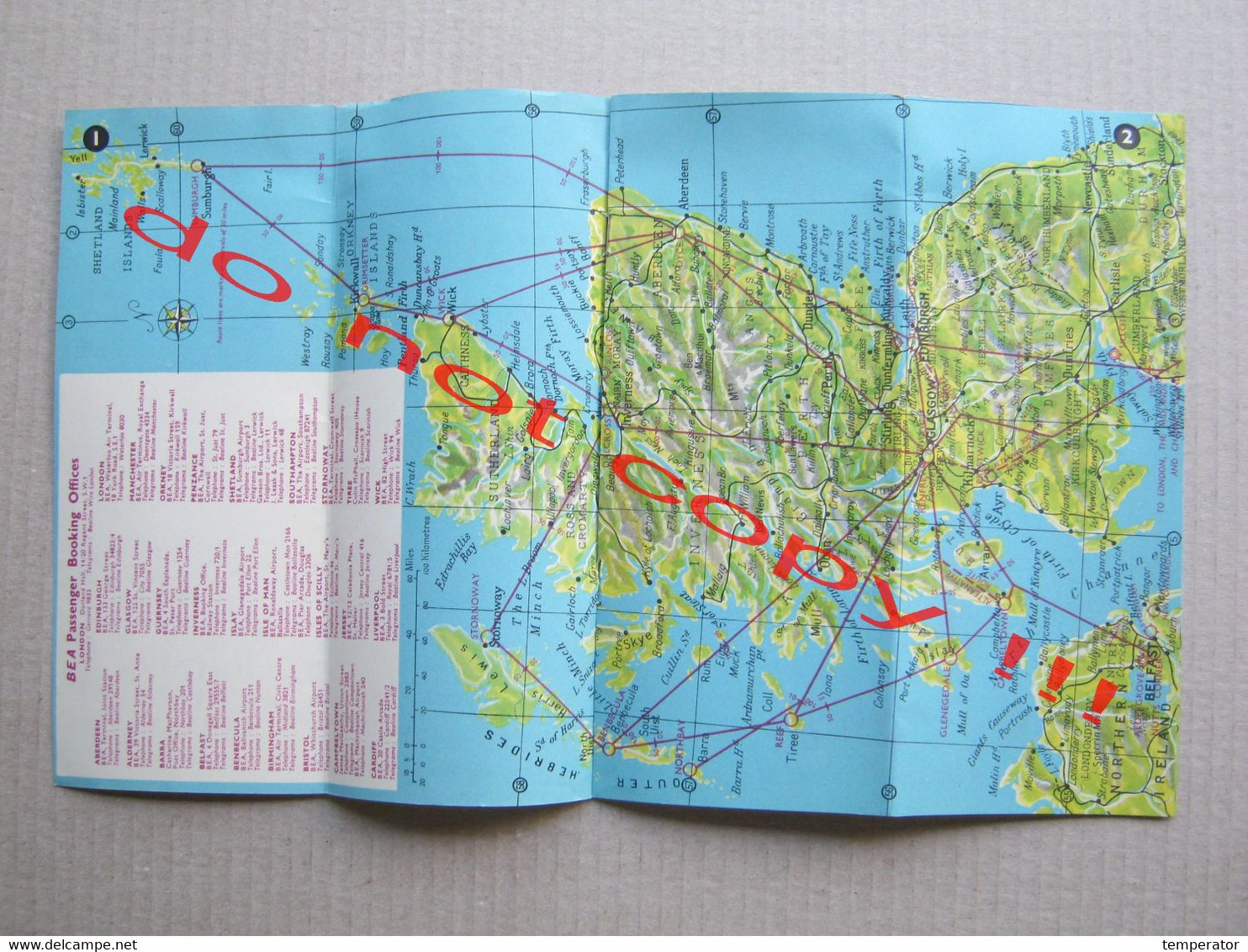 BEA DOMESTIC ROUTE MAPS - BRITISH EUROPEAN AURWAYS ( 1954/55 EDITION I ) - Horaires