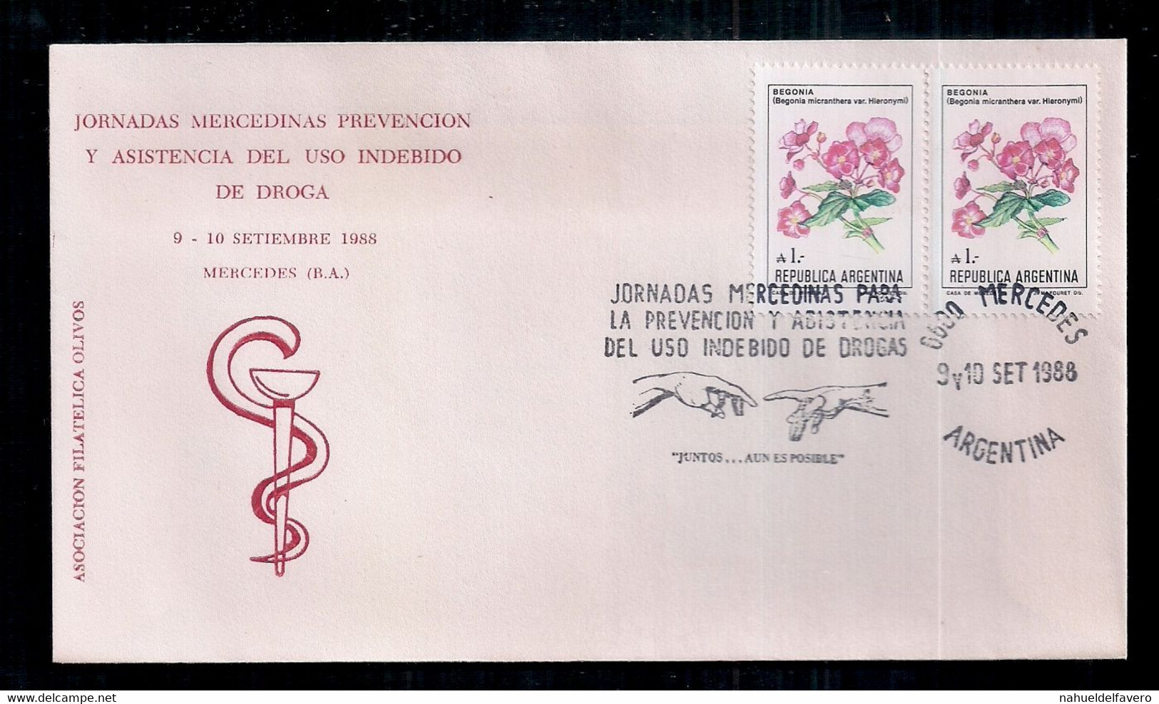 Argentina - Enveloppe Avec Cachets Spéciaux - 1988 - Journées Merdecinas De Prévention Et D'assistance à La Toxicomanie - Drugs