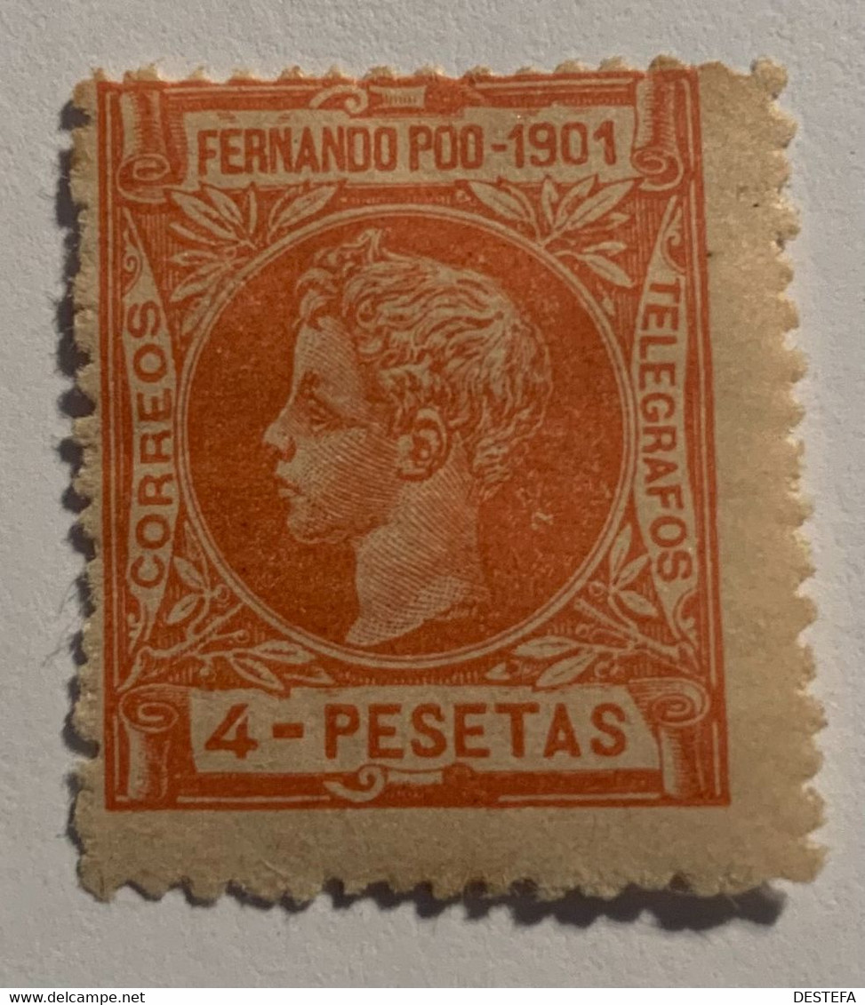 1901. FERNANDO POO. 4 Ptas. EDIFIL Nº 107. * Nuevo Con Fijasellos - Fernando Po