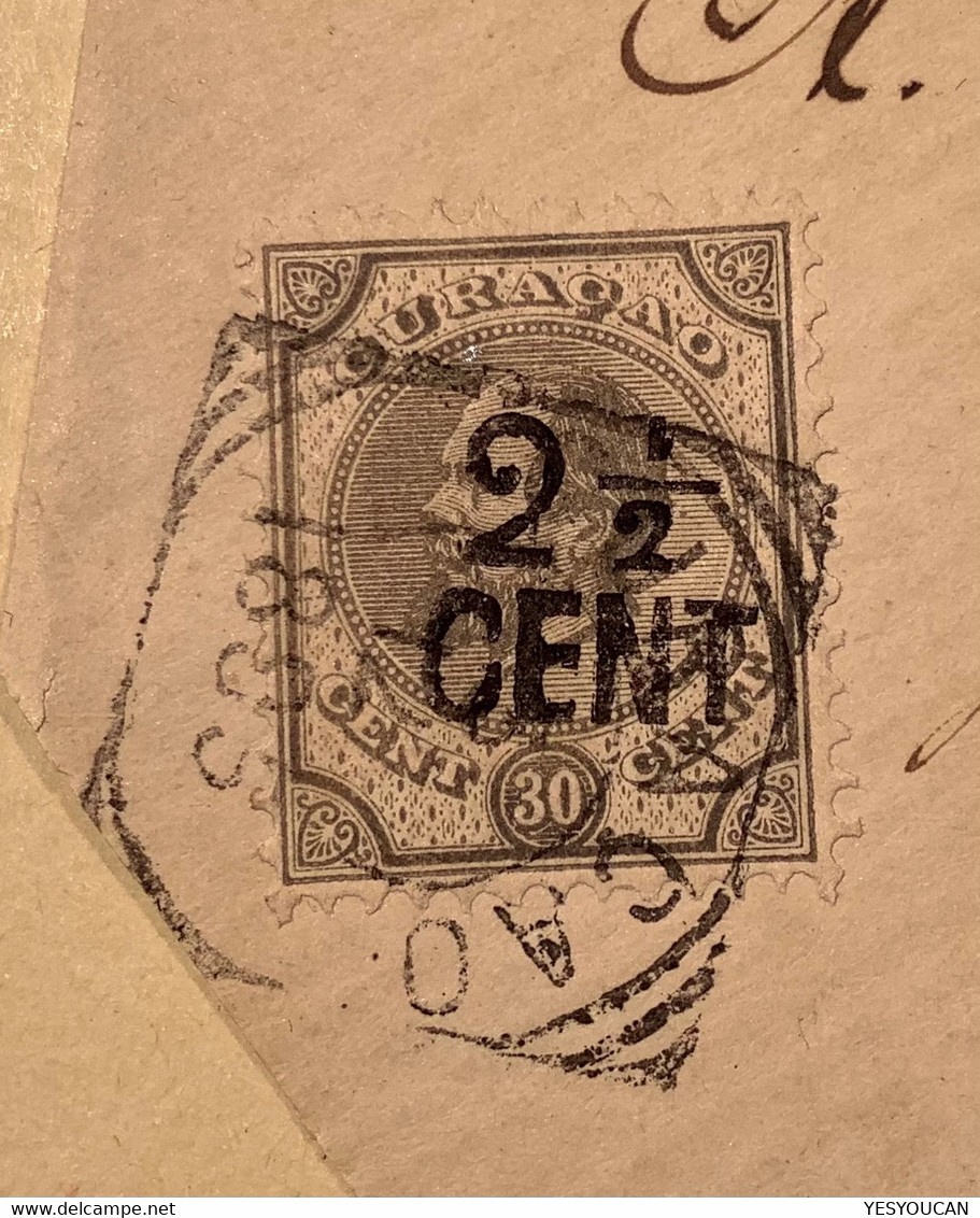 Curacao 1895 2 1/2 Cent Surcharge (Scott 26) On RARE PRINTED MATTER To La Guayra, Venezuela (cover Brief - Curaçao, Antilles Neérlandaises, Aruba
