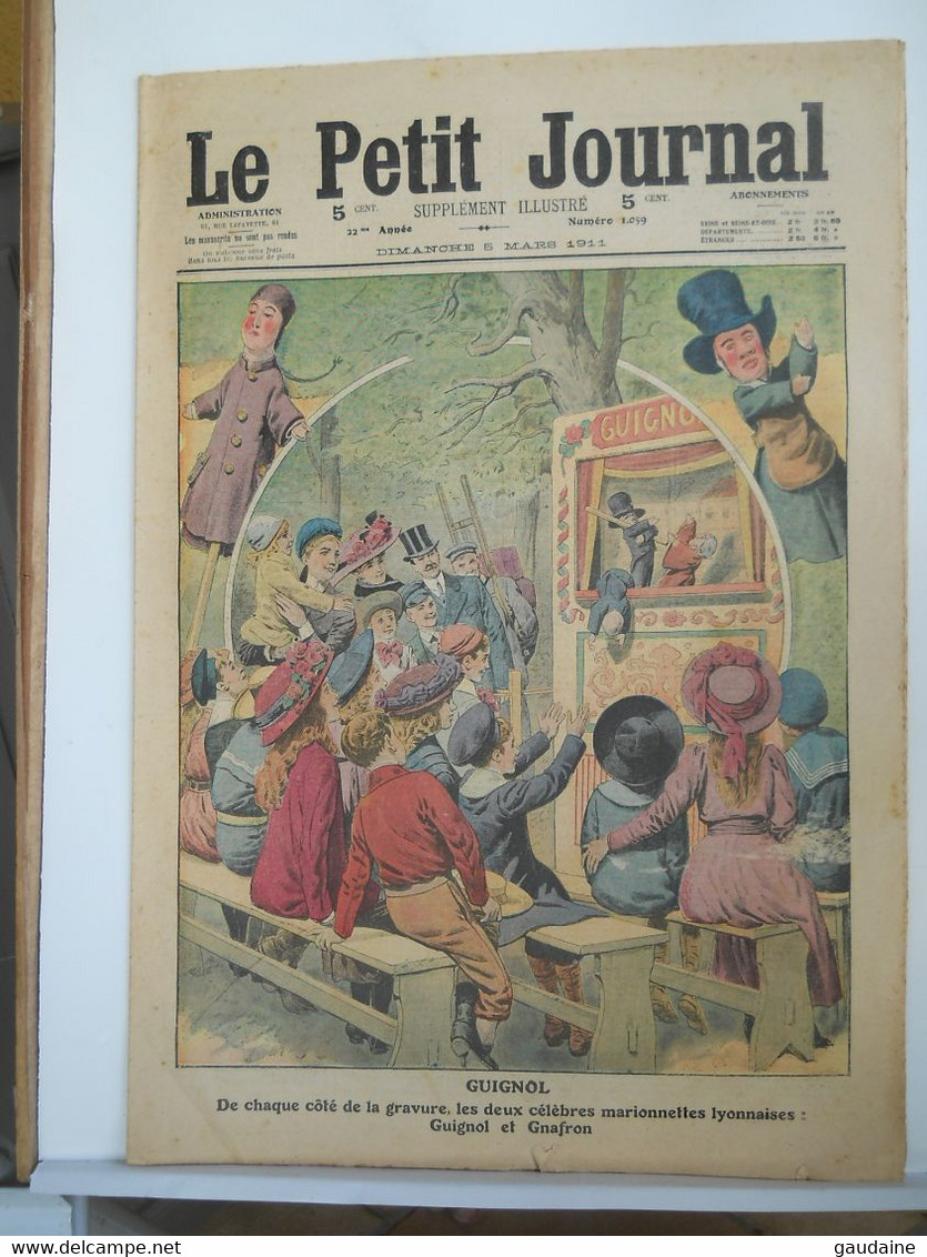 LE PETIT JOURNAL N°1059 - 5 MARS 1911 - GUIGNOL LYON – VAISSEAU FANTOME - Le Petit Journal
