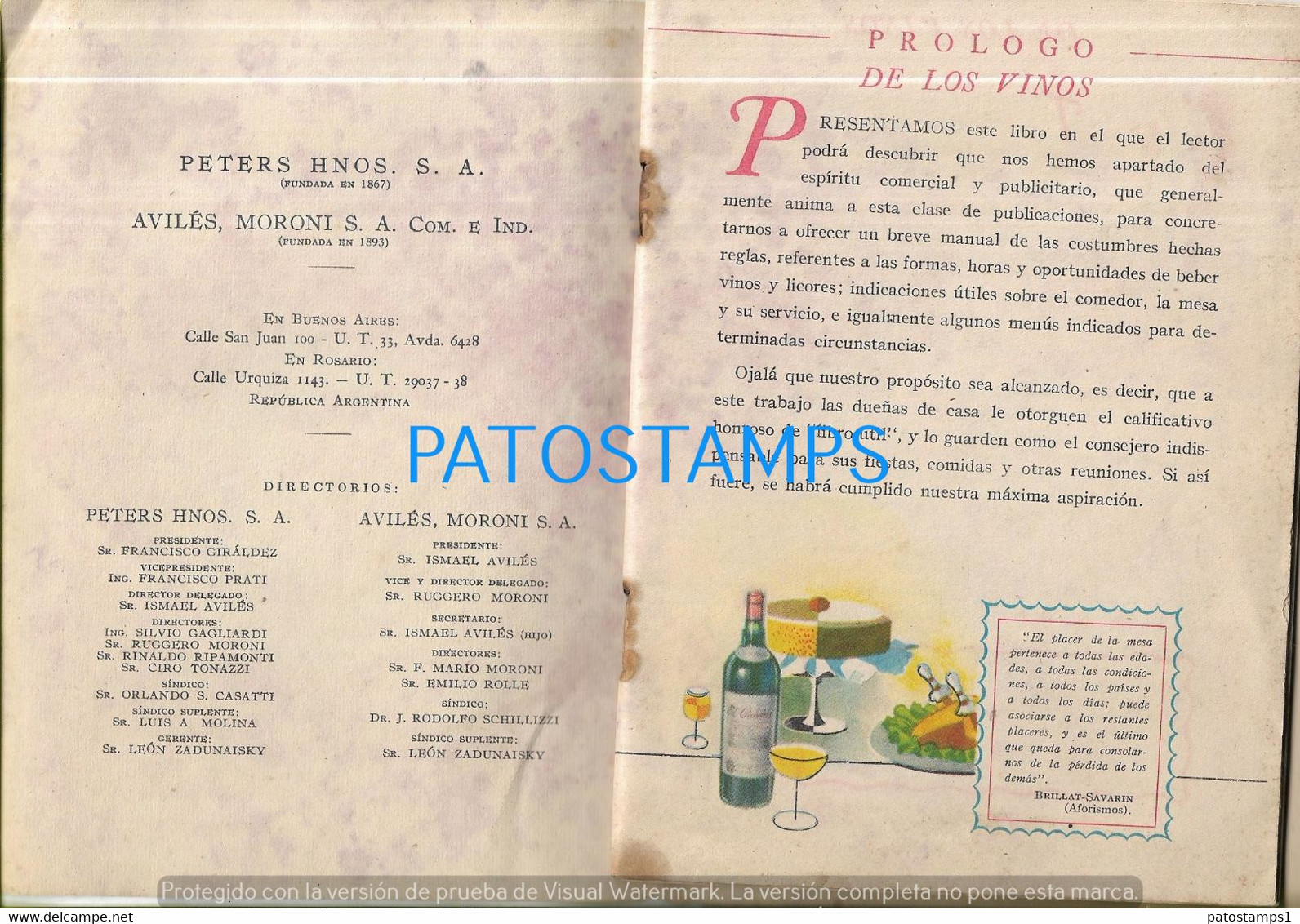 189219 ARGENTINA ESPECIALIDADES DEL MUNDO - PETERS Hnos  Y AVILES MORONI LIBRO UTIL Nº 1 NO POSTAL POSTCARD - Autres & Non Classés