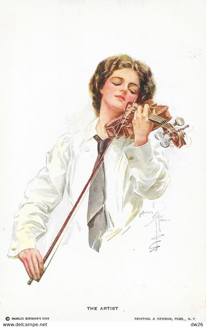 Illustration Harrison Fisher - Femme Au Violon: The Artist (l'Artiste) Carte Reinthal & Newman, Non Circulée - Fisher, Harrison
