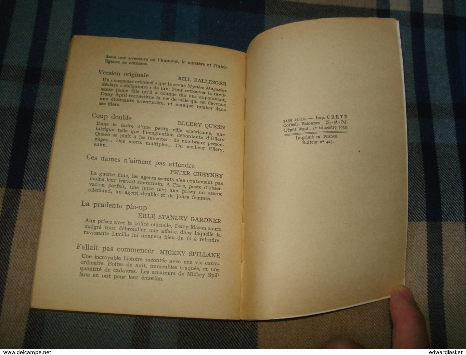 Un MYSTERE N°110 : CALENDRIER Du CRIME /Ellery QUEEN - Décembre 1952 - Presses De La Cité
