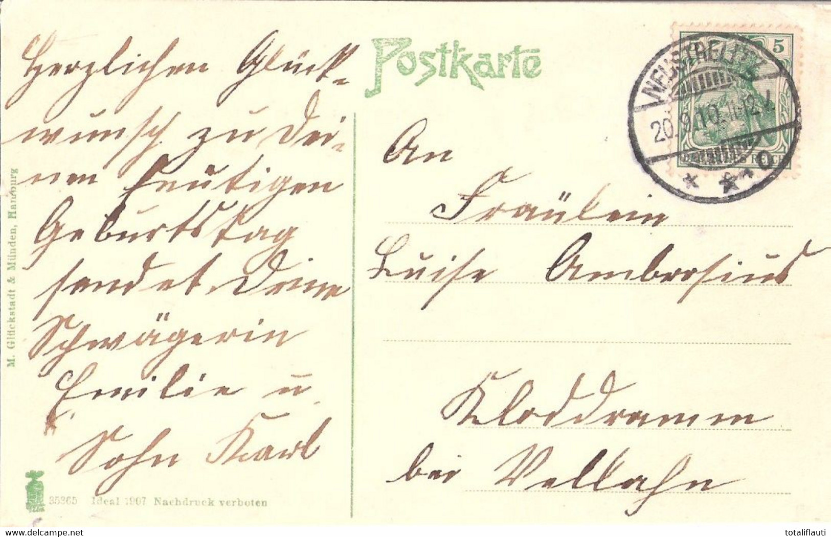NEUSTRELITZ Mecklenburg Chaussee Nach Strelitz + Katholische Kirche Gelaufen 20.10.1909 Nach Kloddram Bei Vellahn - Neustrelitz