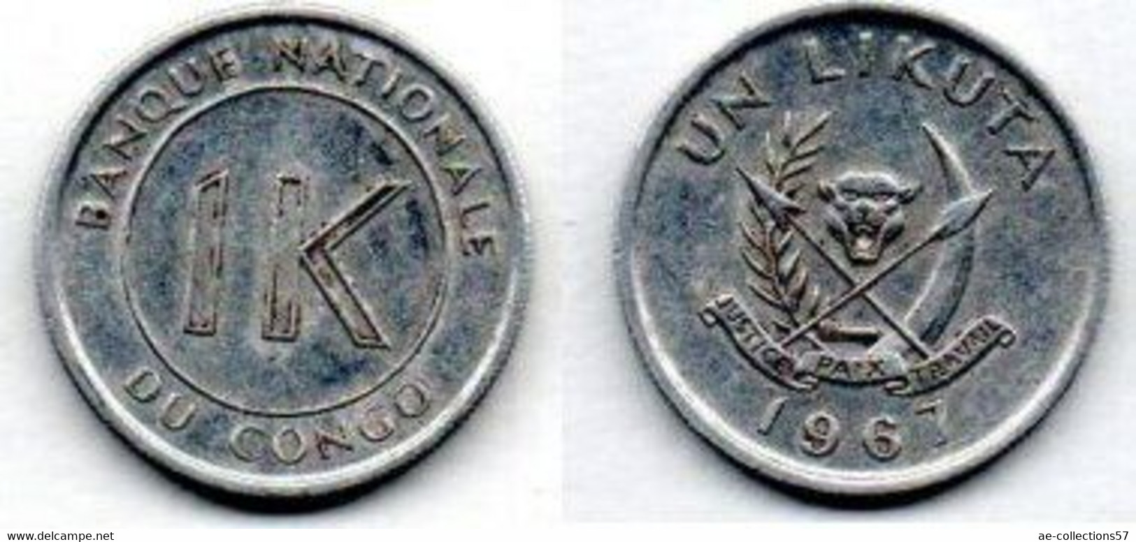 Congo 1 Likuta 1967 TTB - Congo (République 1960)