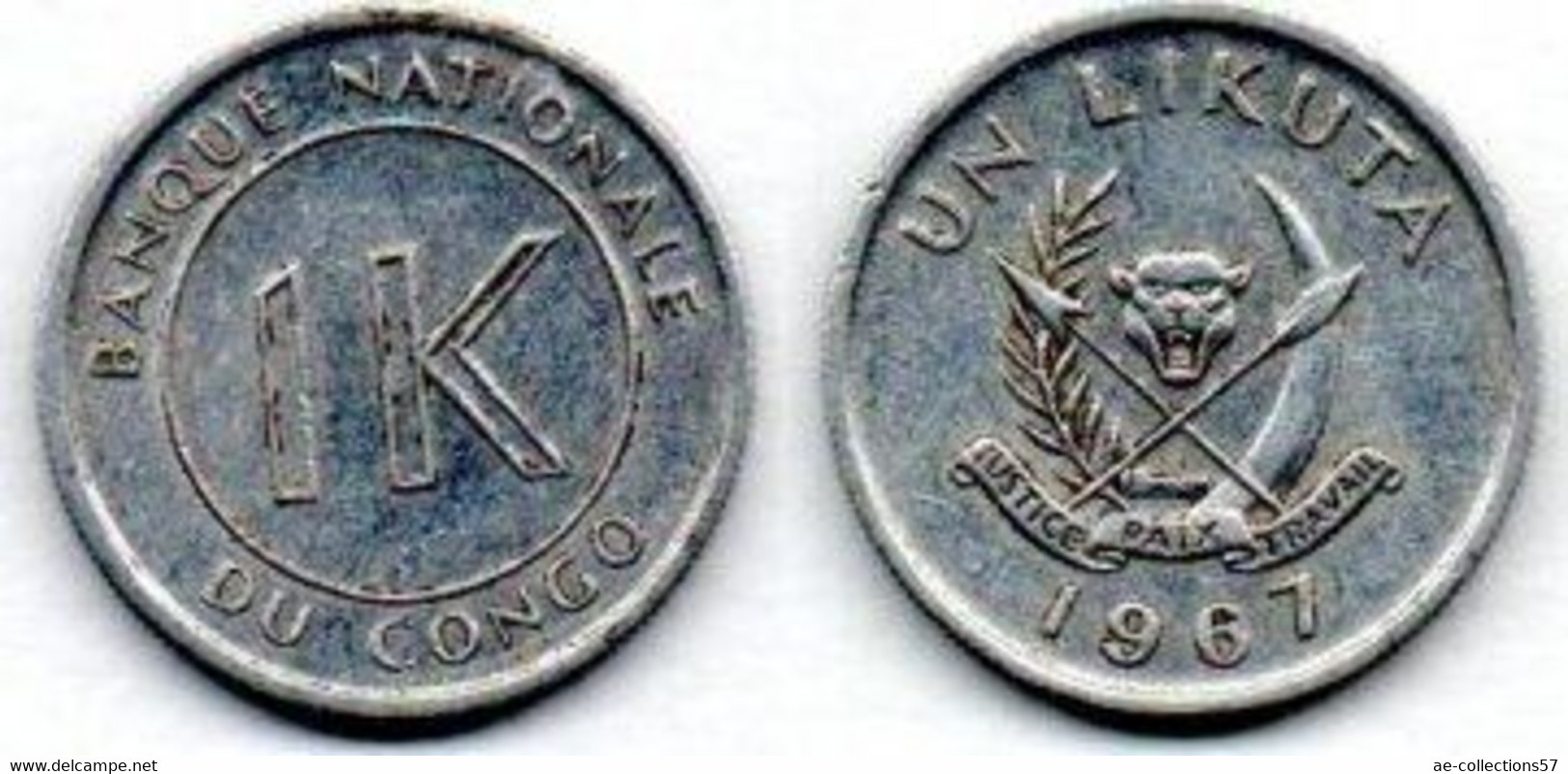 Congo 1 Likuta 1967 TTB - Congo (République 1960)