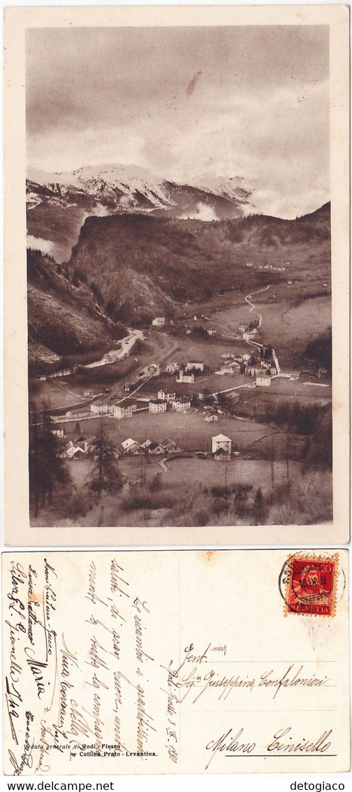 RODI-FIESSO E COLLINA PRATO-LEVANTINA - SVIZZERA - SCHWEIZ - SUISSE - SWITZERLAND - VIAGG. 1930 -84356- - Prato