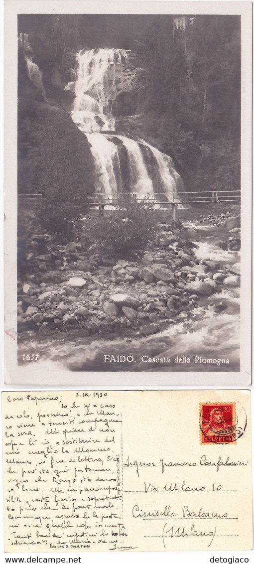 FAIDO - SVIZZERA - SCHWEIZ - SUISSE - SWITZERLAND - CASCATA DELLA PIUMOGNA - VIAGG. 1930 -84358- - Faido