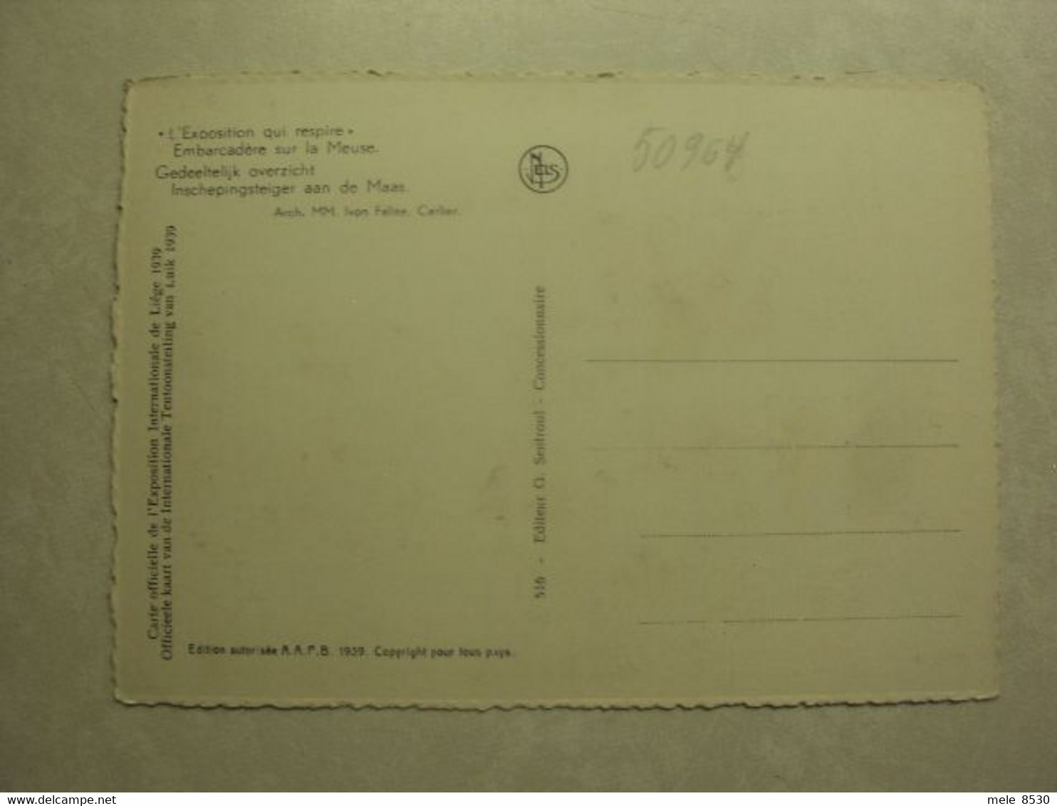 50964 - INTERNATIONALE TENTOONSTELLING VAN LUIK 1939 - INSCHEPINGSTEIGER AAN DE MAAS - ZIE 2 FOTO'S - Tenneville