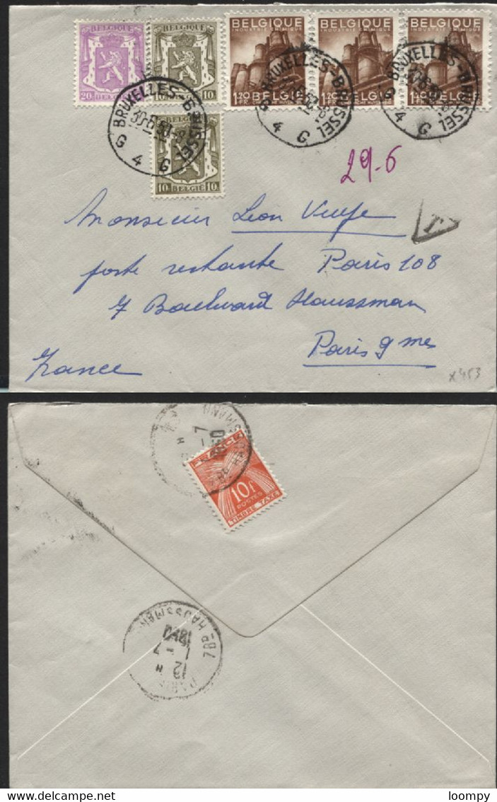 POSTE RESTANTE - TAXE FRANCE 10fr Obl. PARIS S/L Exportations N°767(3) + Divers Obl. BRUXELLES 1950 (x453) - 1948 Exportation