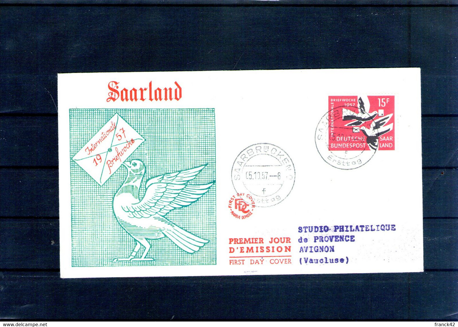 Sarre. Enveloppe Fdc. Semaine Internationale De La Lettre écrite 1957 - FDC