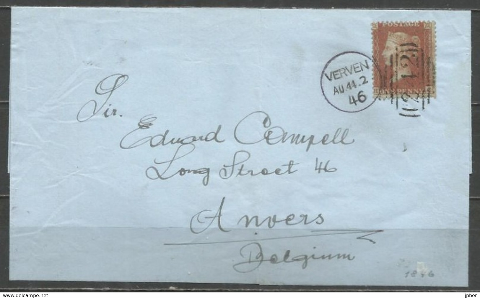 Grande-Bretagne - Victoria 1 Penny Rouge Dentelé Sur Lettre Vers Anvers - - Storia Postale