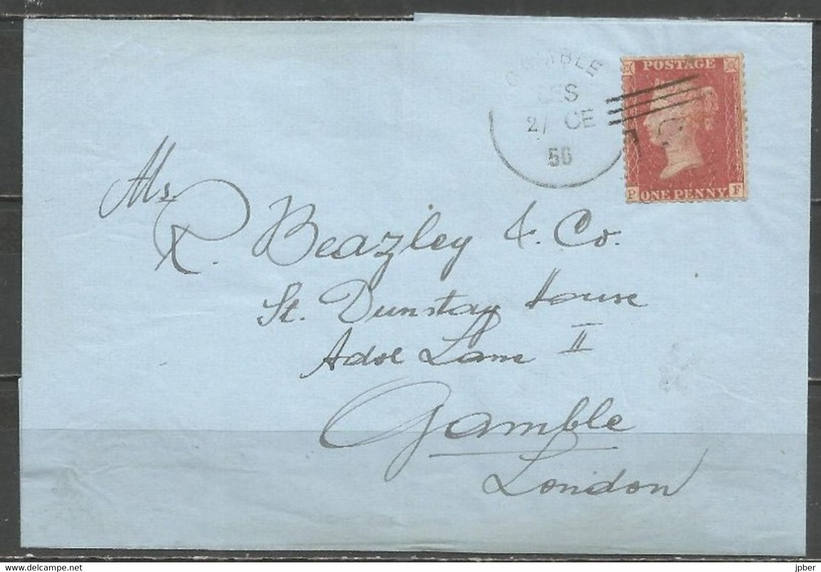 Grande-Bretagne - Victoria 1 Penny Rouge Dentelé Sur Lettre Vers GAMBLE LONDON - Covers & Documents