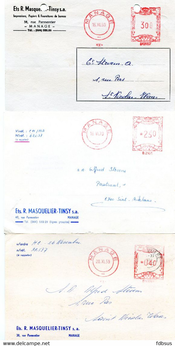 1959/65 9 Kaarten  Ets R. MASQUELIER TINSY Manage Naar St Niklaas - Ref 41 - Papiers - Impressions - Fournitures  Bureau - 1960-1979