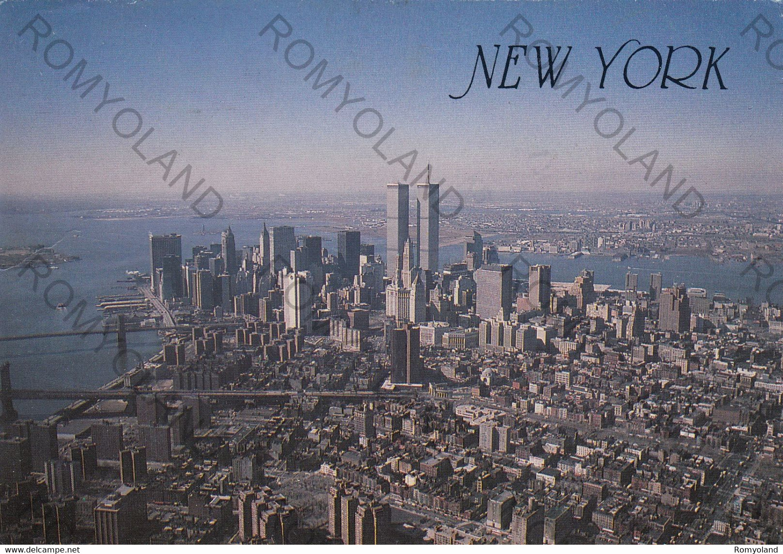 CARTOLINA  NEW YORK,STATI UNITI,AERIAL VIEW OF LOWER NEW YORK SKYLINE,VIAGGIATA 1992 - Multi-vues, Vues Panoramiques