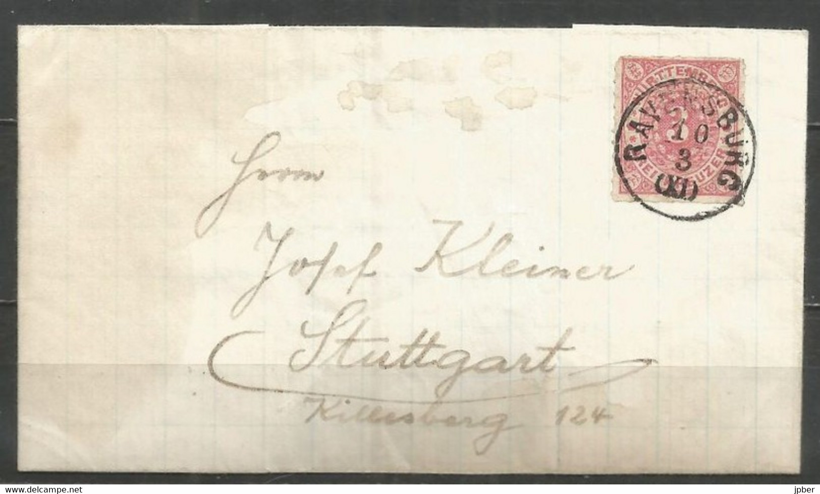 ALLEMAGNE - WÜRTTEMBERG - Lettre De RAVENSBURG Vers STUTTGART - Covers & Documents