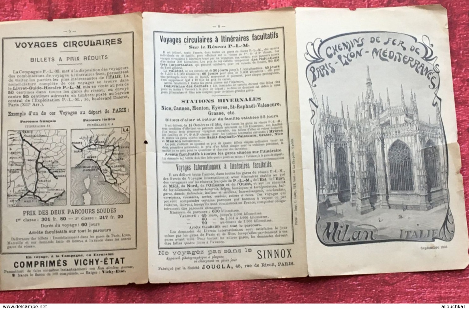 Rare-PLM 1903 Chemin De Fer De Paris-Lyon-Méditerranée Milano Italie-☛Plans De Réseaux-Schémas De Lignes:Voyages-Billets - Europe