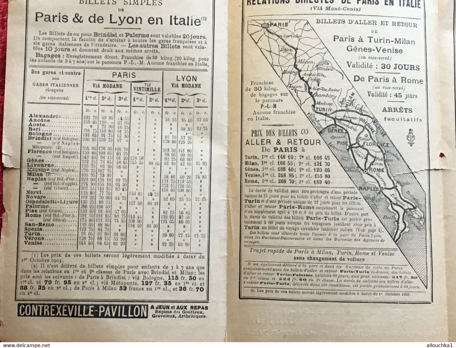 Rare-PLM 1903 Chemin De Fer De Paris-Lyon-Méditerranée Milano Italie-☛Plans De Réseaux-Schémas De Lignes:Voyages-Billets - Europe